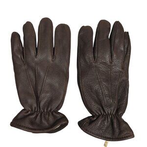 Vintage Women's Winter Gloves Dark Brown Leather Lined Size Large